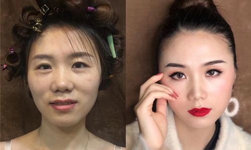 化妆效果对比
